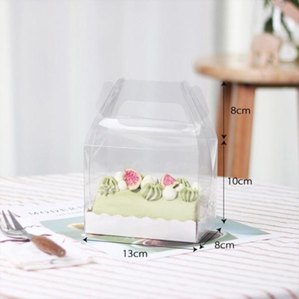 

sktn transparent cake box with handle cupcake swiss clear plastic portable pet packing gift box roll long