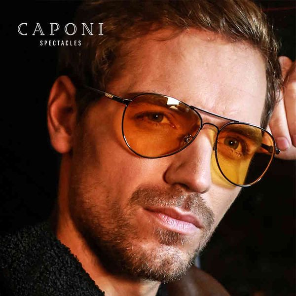 

sunglasses fashion caponi classic for men pchromic day and night driving yellow glasses polit fishing men's bsys3104, White;black