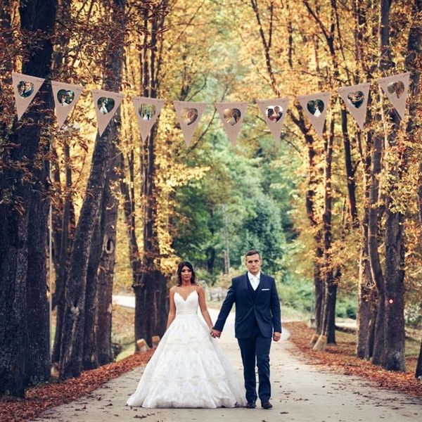 

party decoration vintage wedding lace banner background 10pcs flags burlap po frame bunting diy garland home festival decor