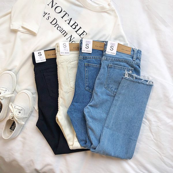 

2021 new mooirue spring women base denim high waist pencil blue ankle jeans 9vy0