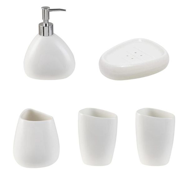 

bath accessory set 1 of home cups soap dish lotion bottle suit sanitary accessories (white)