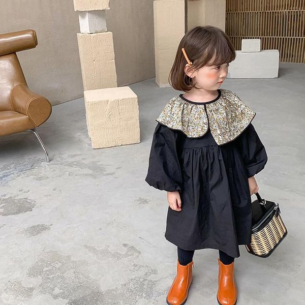 

girl's dresses arrival spring autumn girls dress long sleeve kids cotton vintage floral collar puff toddler girl, Red;yellow