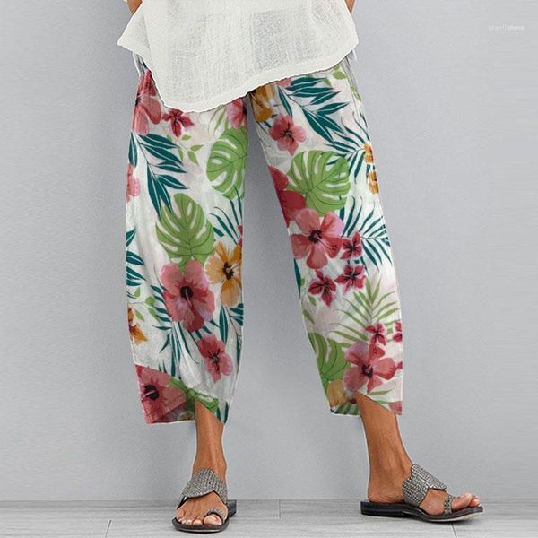 

women's pants & capris women's kaftan printed harem autumn trousers 2022 casual elastic high waist long pantalon palazzo plus si, Black;white