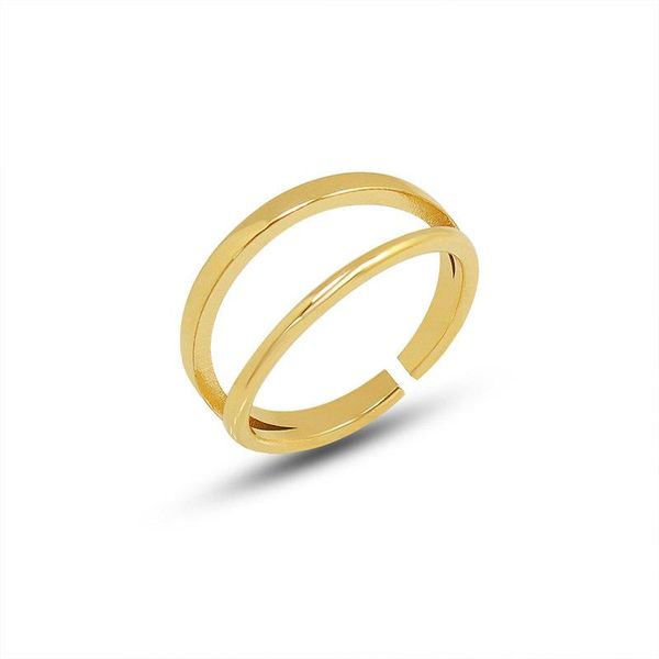 

wedding rings gold color stainless steel double layer adjustable engagement for women aesthetic finger envio gratis ofertas, Slivery;golden