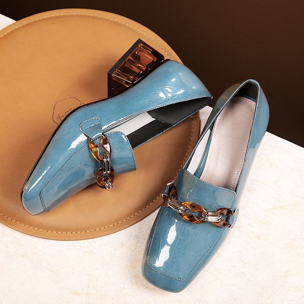 

womens genuine leather crystal heel pumps chain decoration ol style female comfortable heels shoes for women sale, Black