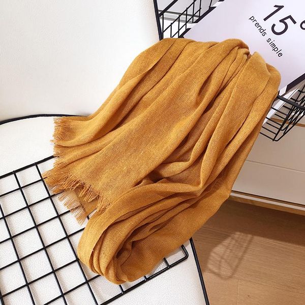 

scarves yellow /pink/khaki cotton and linen women' scarf shawl size:80*200cm(hand cleaning), Blue;gray