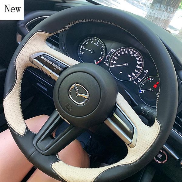 

steering wheel covers hand-stitched leather suede car cover set for 2/3/6 series cx-30 cx-4 cx-5 cx-6 cx-7 atenza accessories