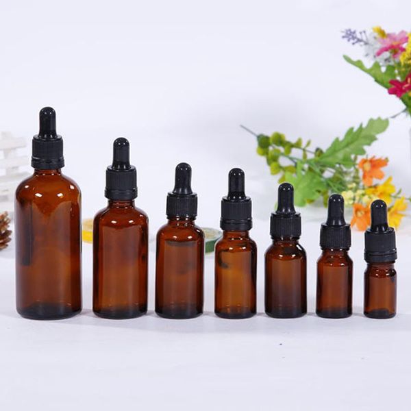 

storage bottles & jars essential oil 5-100ml bottle liquid refillable amber glass dropper perfume