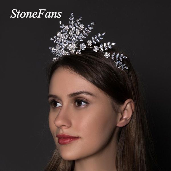 

hair clips & barrettes stonefans handmade cubic zirconia crown tiara luxury jewelry for women baroque queen wedding bridal flower, Golden;silver