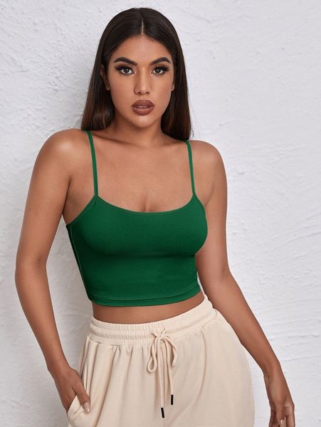 

solid crop cami 63b1#, White