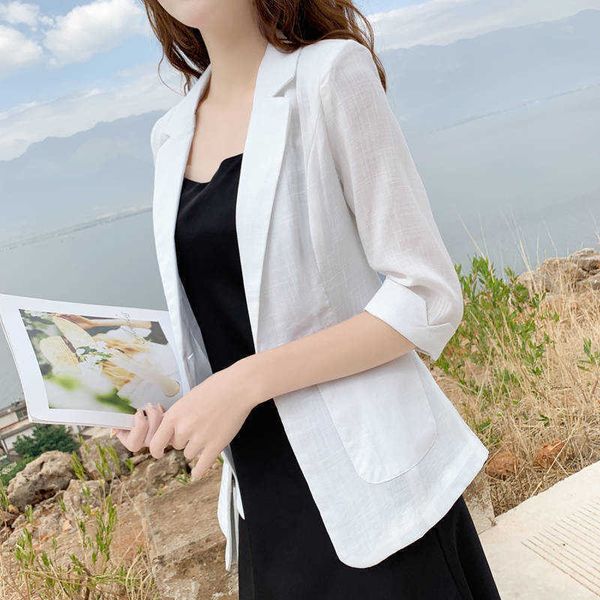 Blazer Kadınlar Kısa takım Ceket kadın Rahat Yaz Giyim Kadın Veste Femme X0721