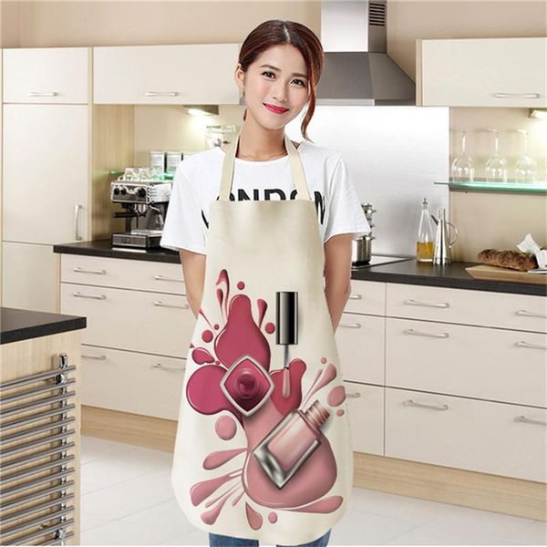 

kitchen aprons nail polish theme barber sleeveless linen aprons kitchen bib baking accessories household cleaning tools