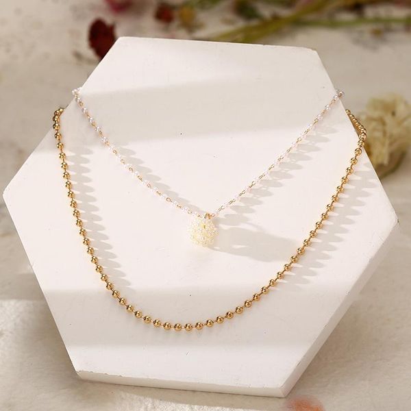 

chokers vintage gold color double layered chain necklaces for women exaggerated imitation pearls ball pendant necklace gothic jewelry, Golden;silver