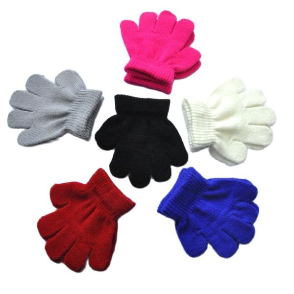 

children's mittens winter knitted baby gloves soft warm boy girl children solid color outdoor kids full finger accessories 1-3y, White