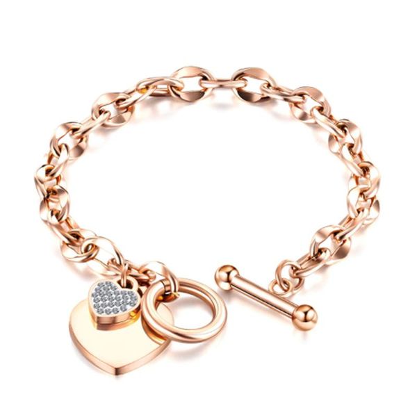 

link, chain titanium steel bracelet charm heart shaped peach for accessories love 2021, Black