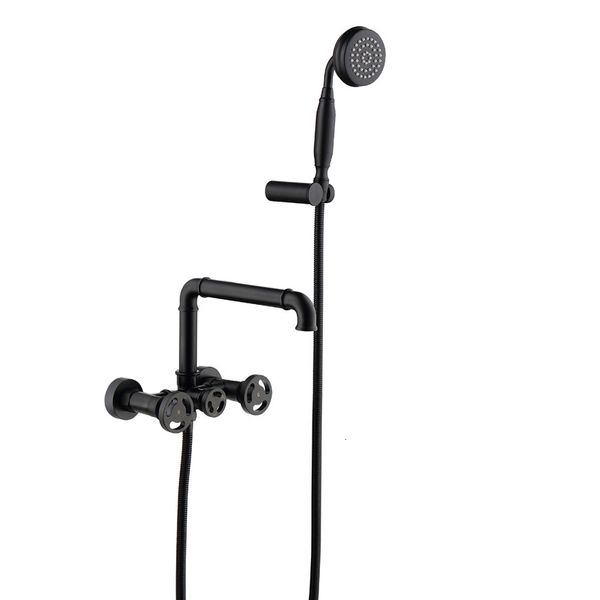 

other faucets, showers & accs industrial bathtub faucets black bath set mixer tap dual contral wall mounted for bathroom bis3
