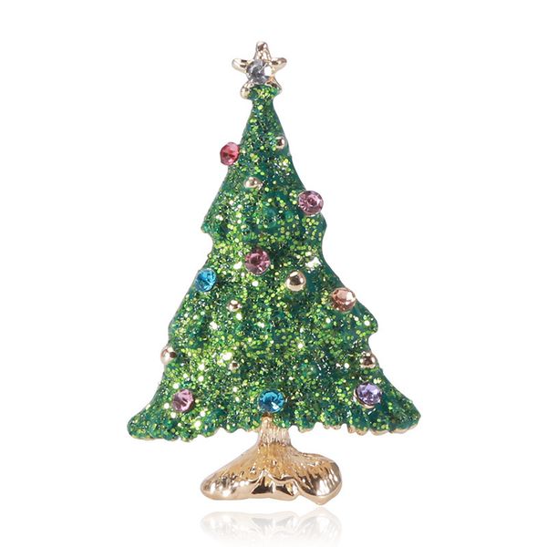 

factory alloy drop oil green christmas tree brooch day fashion pin christmas