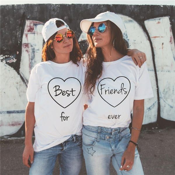 

women's t-shirt forever friends t shirt loose cute matching letter print white casual tee shirt femme