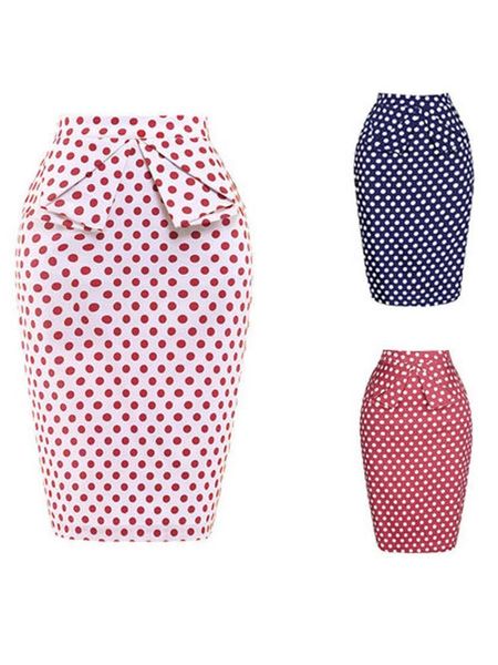 

skirts style fashion women's in summer 2021 include pleats, high-waisted polka dot pencil and retro, Black