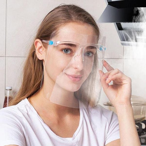 Utensili da cucina Visiera con montatura per occhiali Maschere per schermi di isolamento antiappannamento Protezione a 360 gradi Maschera riutilizzabile anti-spruzzo anti-olio