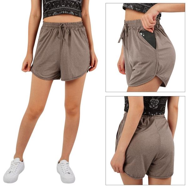 

women's shorts summer solid color sportswear irregular hem high waist drawstring casual wild female leisure with pockets, White;black