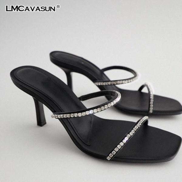 

lmcavasun women's sho black square head rhintone accsori high-heeled sandals