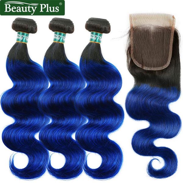 

human hair bulks blue bundles with closure body wave brazilian ombre 3pcs 100% remy beauty plus, Black