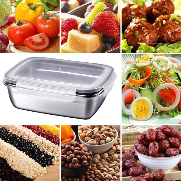 

dinnerware sets stainless steel lunch box rectangular sealed fresh-keeping boxes office bento container large capacity crisper
