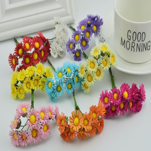 

10pcs slik mini daisy bouquet wedding decoration fake gerbera diy wreath candy box gift handmade material artificial s jllvec