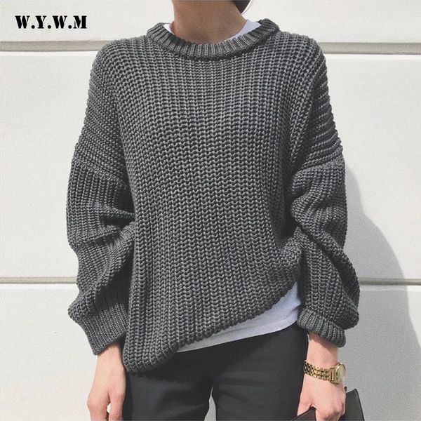 

women's sweaters wywm oversized knitted sweater women winter loose casual cashmere warm pullovers basic long sleeve jumpers female, White;black