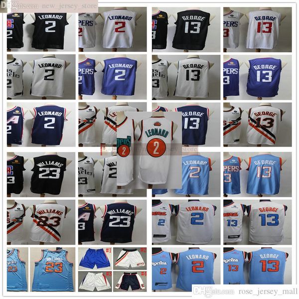 

2020 new basketball 2 kawhi 13 paul leonard george jersey stitched lou 23 williams jerseys man black white blue short, Black;red