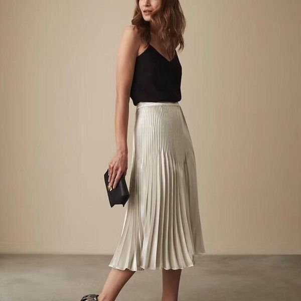 

skirts classic high-waist pleated women skirt, Black