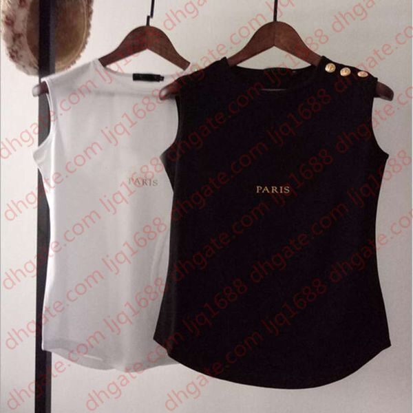 

gold beads 100% cotton fashion womens t shirt fashion vintage soft breathable no sleeve summer tshirts vest women casual female t shirts, White