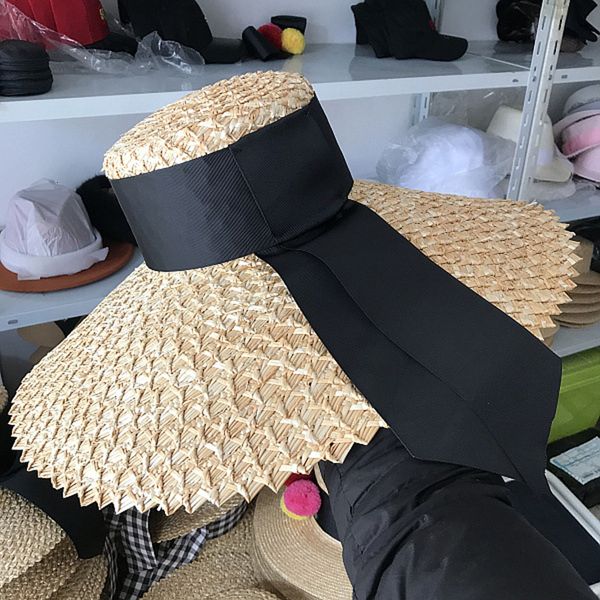 

2021 new fashion women sun natural straw large wide brim summer casual beach elegant ladies floppy kenturky derby hat jmmk, Blue;gray