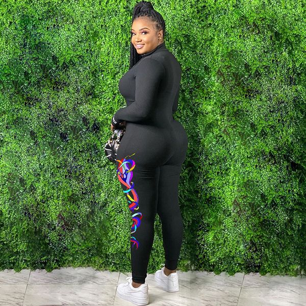 

jumpsuits for women skinny long sleeve jumpsuit print zipper club casual empire waist stretchy romper 2021 new, White