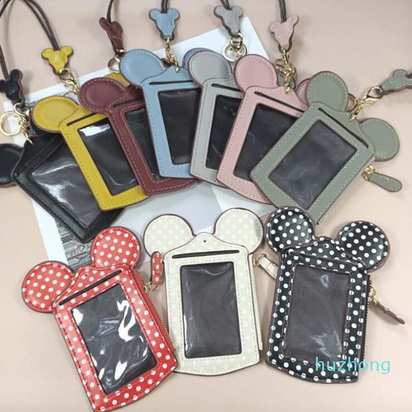 

fashion purses cartoon ear style business card holder women cute pu leather mouse wallet multi-function zipper coin wholesale, Red;black