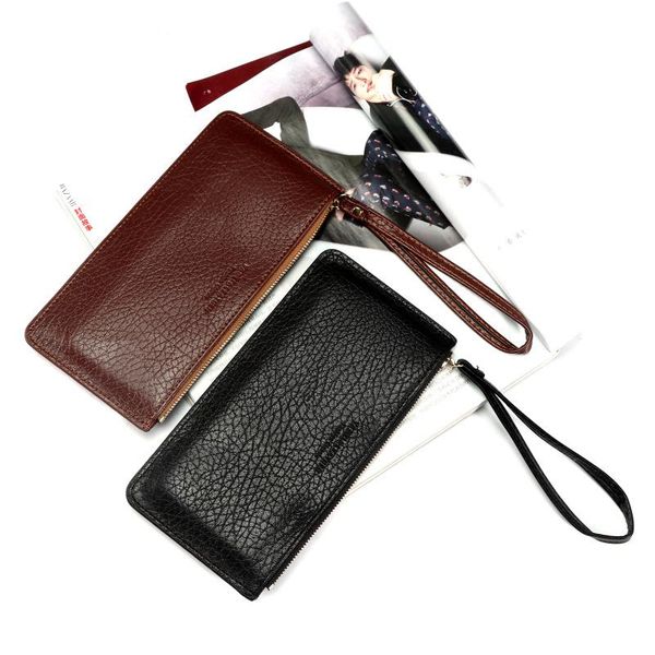 

wallets pu leather business men's wallet fashion multi-function phone bag casual simple large capacity clutch, Red;black
