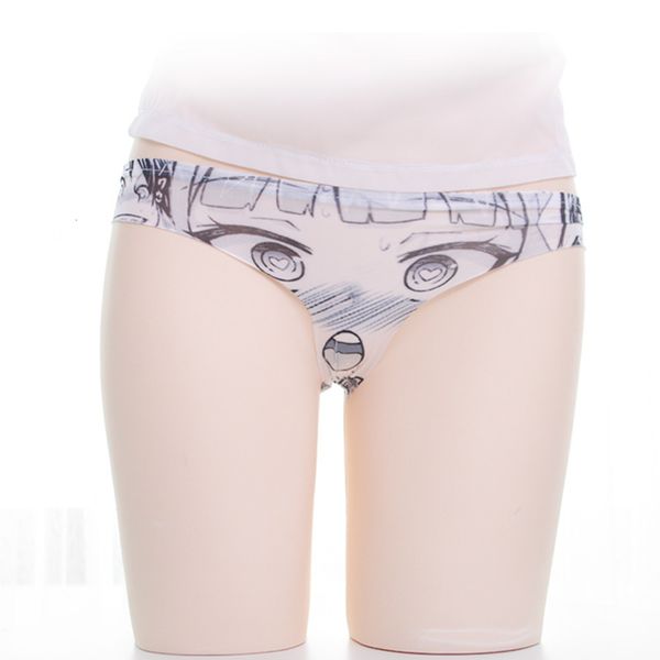 

ice silk ultra thin printing underwear cartoon exprsion pattern fat girl fun inside, Black;white