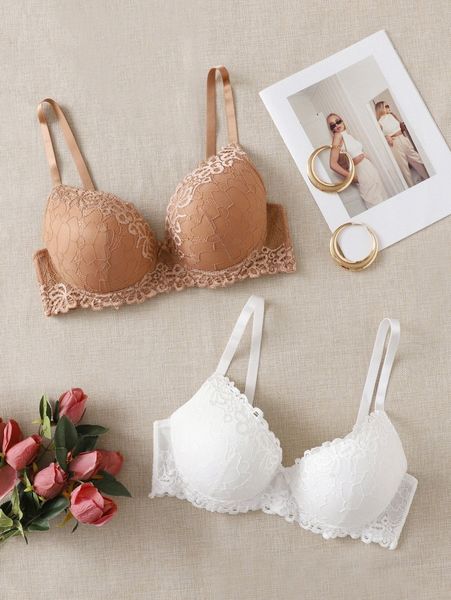 

2pack plus floral lace underwire bra e7bw#, Black;white