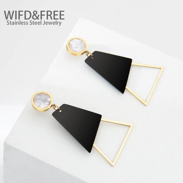 

dangle & chandelier wild 2021 trendy gold plated stainless steel drop earrings shell hanging gift jewelry for women friends, Silver