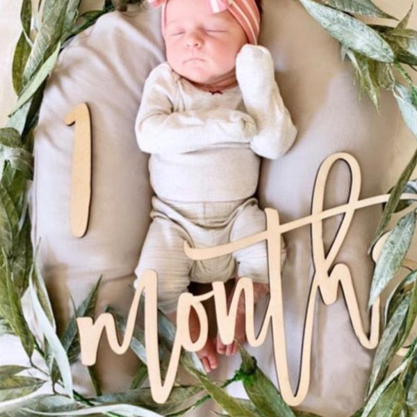 

party favor personalized baby milestone collection custom wooden cut out signs born birth po props shower wood