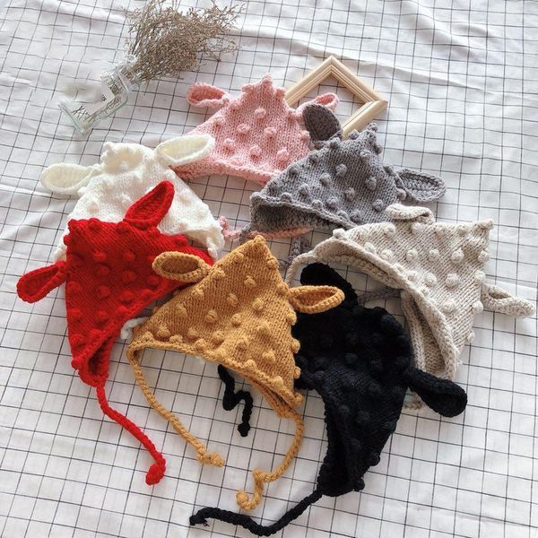 

caps & hats christmas deer baby hat for girls knitted beanie bonnet infant pompom winter kids cap boy accessories 1 pc, Yellow