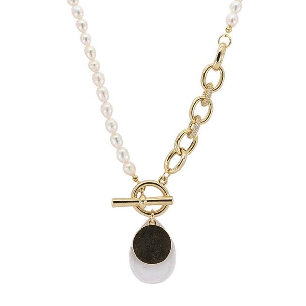 

pendant necklaces timeonly korean fashion imitation pearls beads for women ladies chunky cuban chain necklace statement jewelry, Silver