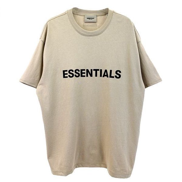 

feel of god essentials double line chest letters trend loose fog high street short sleeve lovers t-shirt, White;black
