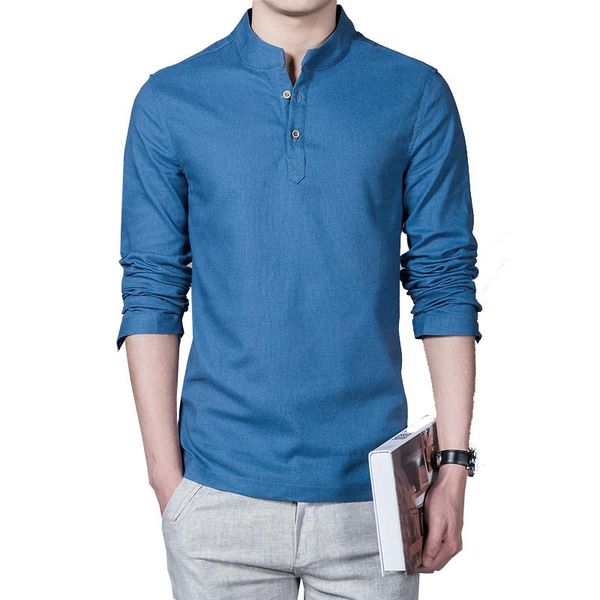 

drop shipping new fashion men linen shirt long sleeve casual mens shirts breathable slim fit dress shirts -5xl cyg170, White;black