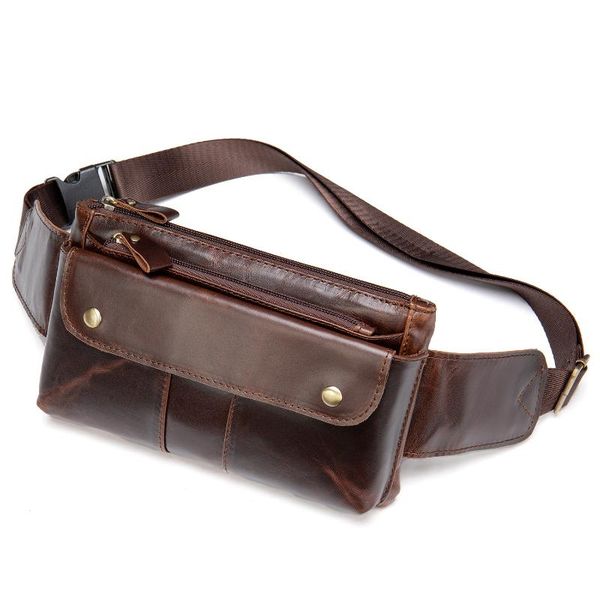 

waist bags brand genuine leather men's bag travel pack vintage small fanny male belt pouch 2021 casual phone chest