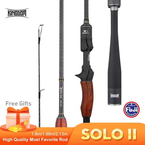 

kingdom solo ii carbon fishing rod fuji accessories 1.8/1.98/2.13m wooden handle fast casting&spinning lure rods