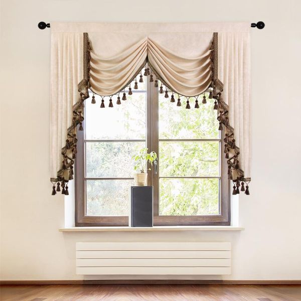 

curtain & drapes european royal luxury valance curtains for living room door kitchen short pelmet beads tassels roman jacquard fabric