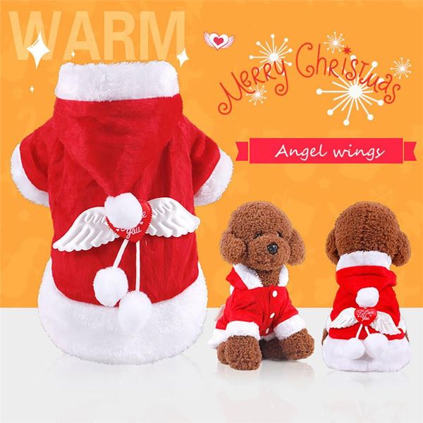 

dog apparel 2021 1pcs red winter warm pet angel wings christmas turned autumn and clothes clothing party