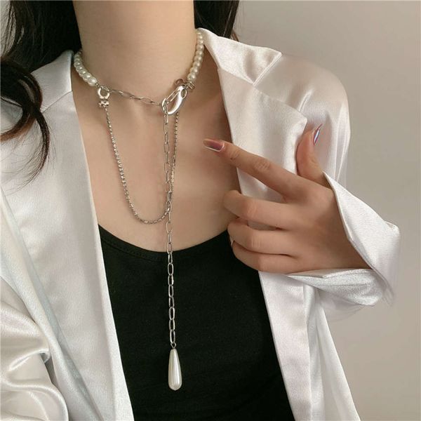 

hbp fashion luxurious tassel neckchain design women's clavicle chain indifference pearl necklace, Silver
